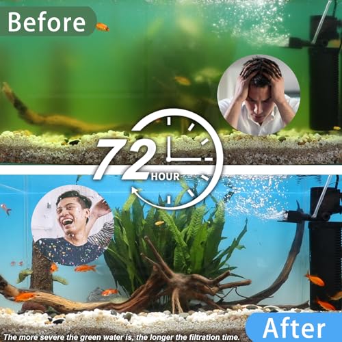 200GPH Submersible Aquarium Filter with UV for 20-75 Gallon Tanks - Extremely-Quiet Inexperienced Water and Algae Cleaner