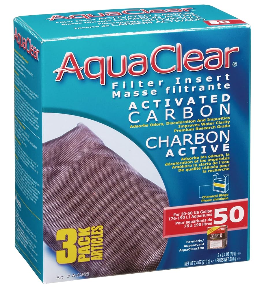 Aqua Clear AquaClear Activated Carbon Filter Inserts, Set of three – Alternative Chemical Filtration Media for 50-Gallon Aquariums