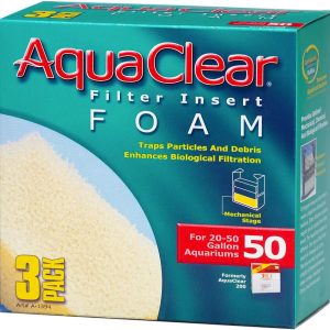 AquaClear 50 Foam Filter Inserts – Substitute Media for Aquarium Filters, 3 Pack (Single Pack), A1394