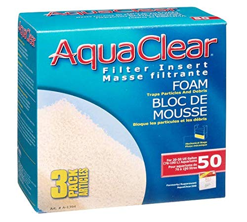 AquaClear 50 Foam Filter Inserts - Substitute Media for Aquarium Filters, 3 Pack (Single Pack), A1394