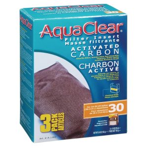 AquaClear A1382 Activated Carbon Filter Inserts for 30-Gallon Aquariums, White, Set of three