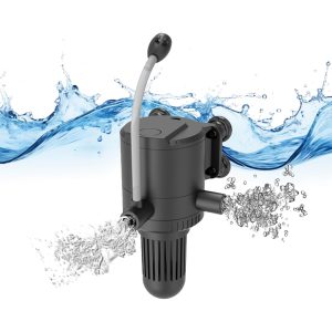 AquaMiracle Submersible Aquarium Powerhead Pump with Twin Water Outlet and Aeration, 135GPH Wave Maker for Fish Tanks, Appropriate for 10-40 Gallon Aquariums